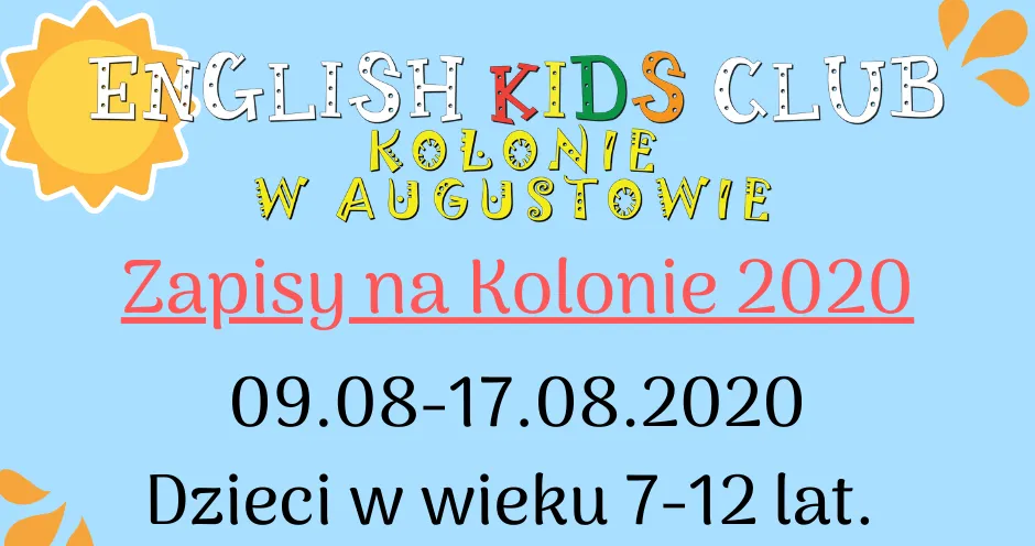 Kolonie Dla Dzieci W Augustowie Lato 2020 - Język Angielski