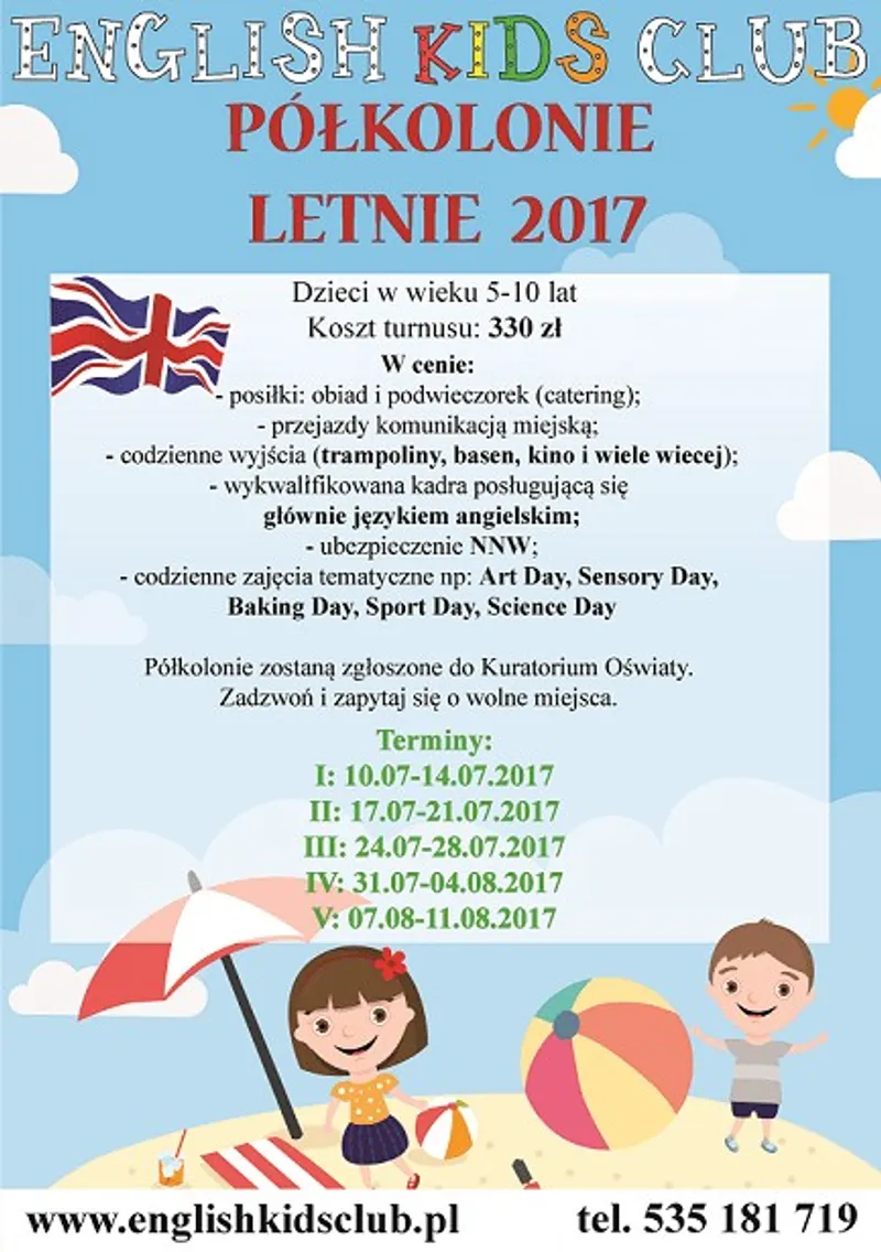 Półkolonie Letnie 2017-zapraszamy Na Półkolonie Letnie Białystok