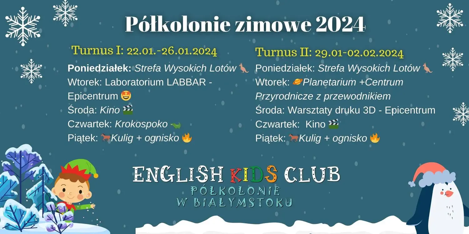 Zapisy Na Półkolonie Zimowe 2024 - Białystok