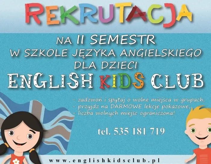 Rekrutacja Na II Semestr W Szkole Języka Angielskiego Dla Dzieci
